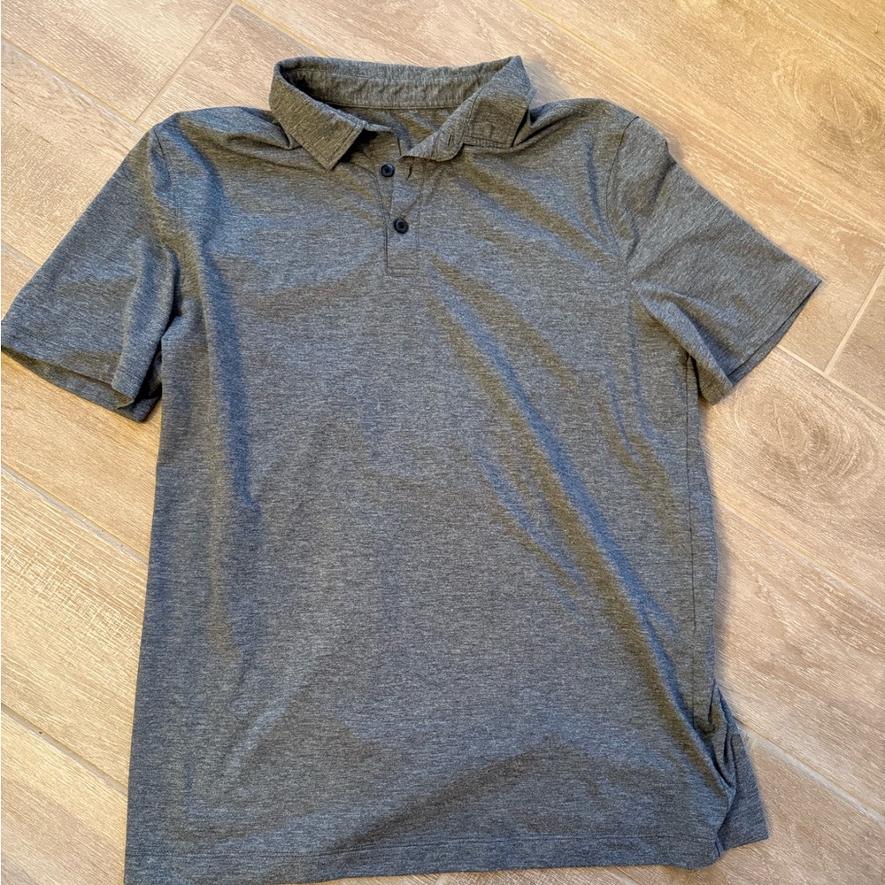 Lululemon Men’s Evolution Short-Sleeve Heathered Black Polo Shirt - Picture 2 of 4